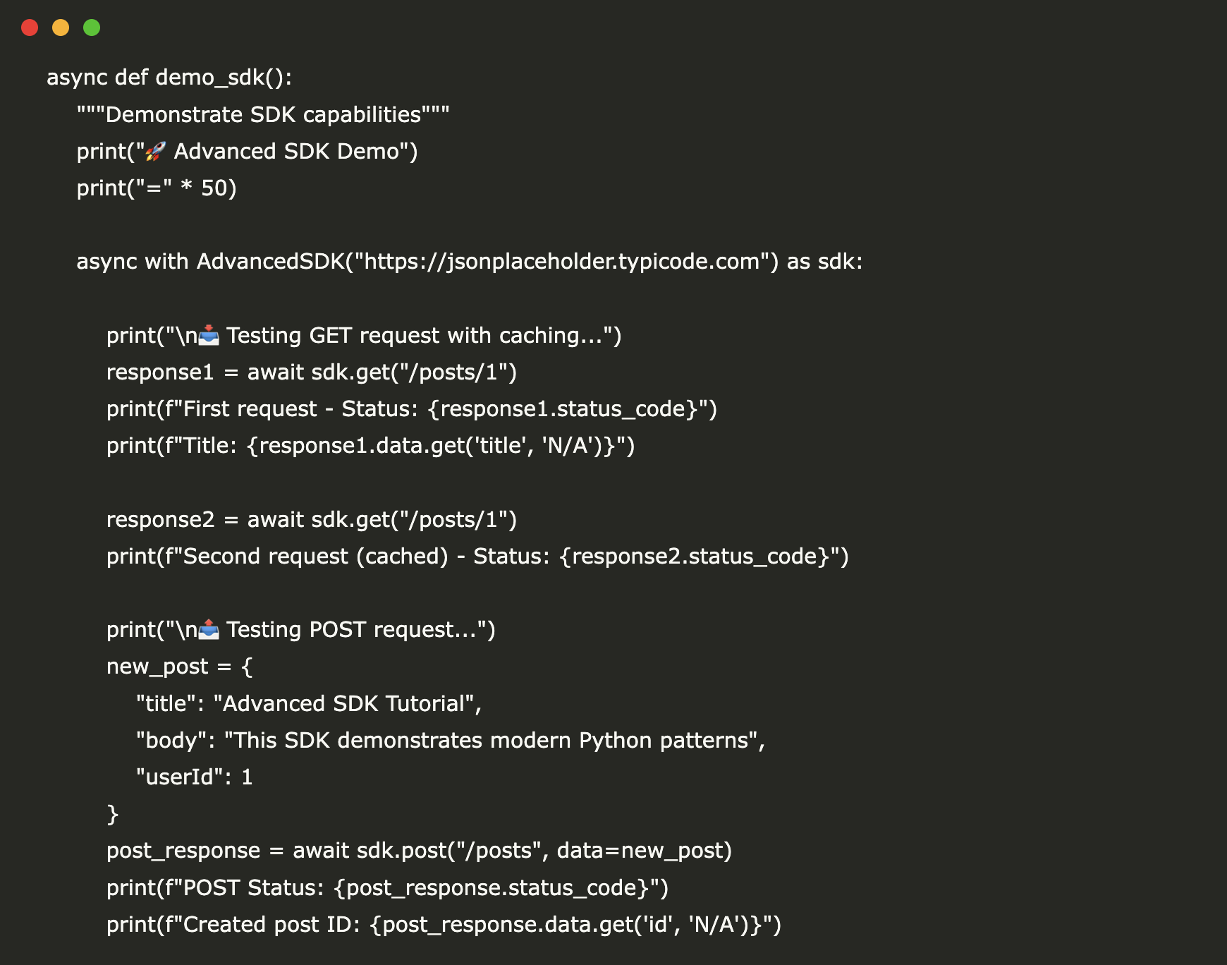 Una guía de codificación para construir un SDK de pitón asincrónico listo para la producción con limitación de tasas, almacenamiento en caché y autenticación en memoria